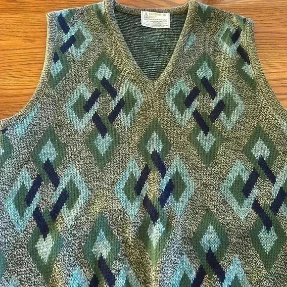 Vintage London Fog virgin acrylic knitwear of distinction W woven design mens XL - Picture 1 of 6
